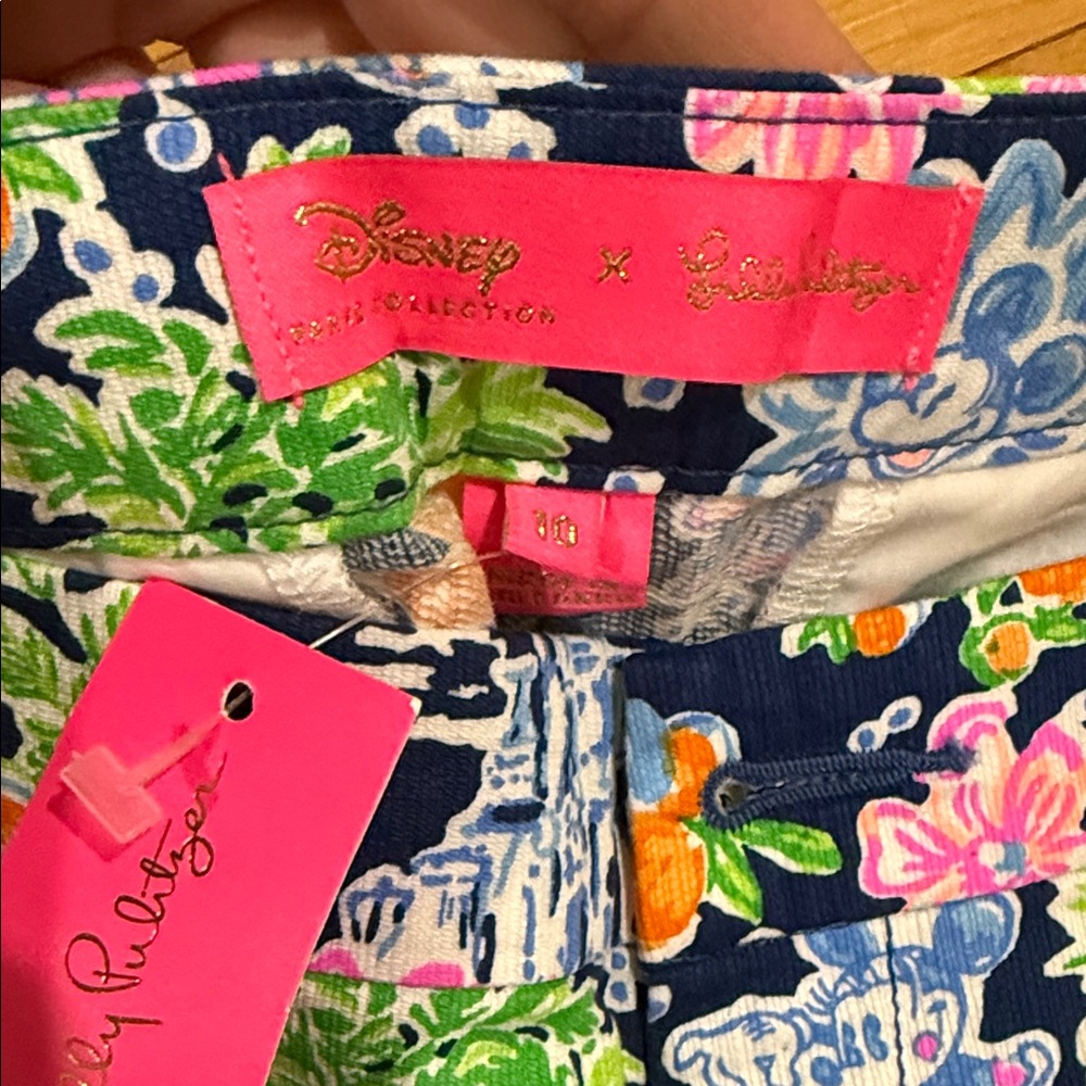 Lilly Pulitzer Navy Floral Scalloped Hem Shorts with Neon Accents - Picture 2 of 4